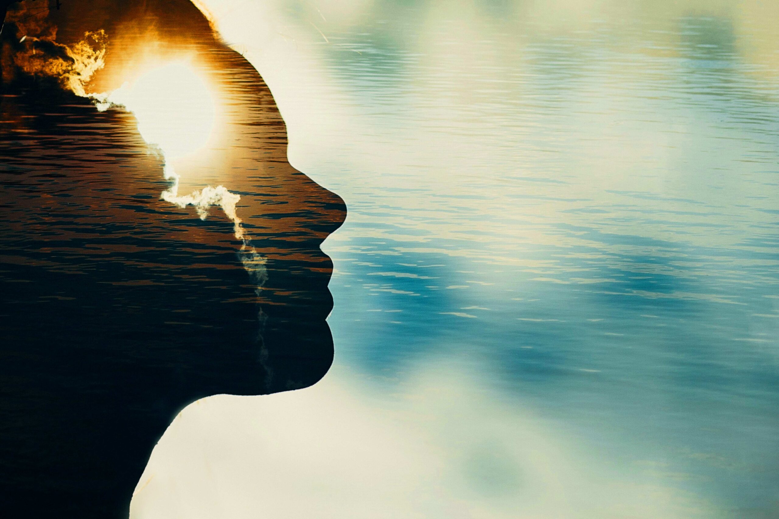 woman-silhouette-with-sun-head-with-copy-space-multiple-exposure-image